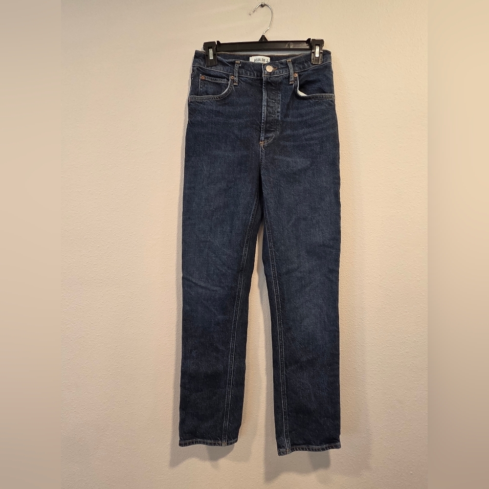 Agolde Riley Long High Rise Straight Leg Divided Jeans - Picture 3 of 8
